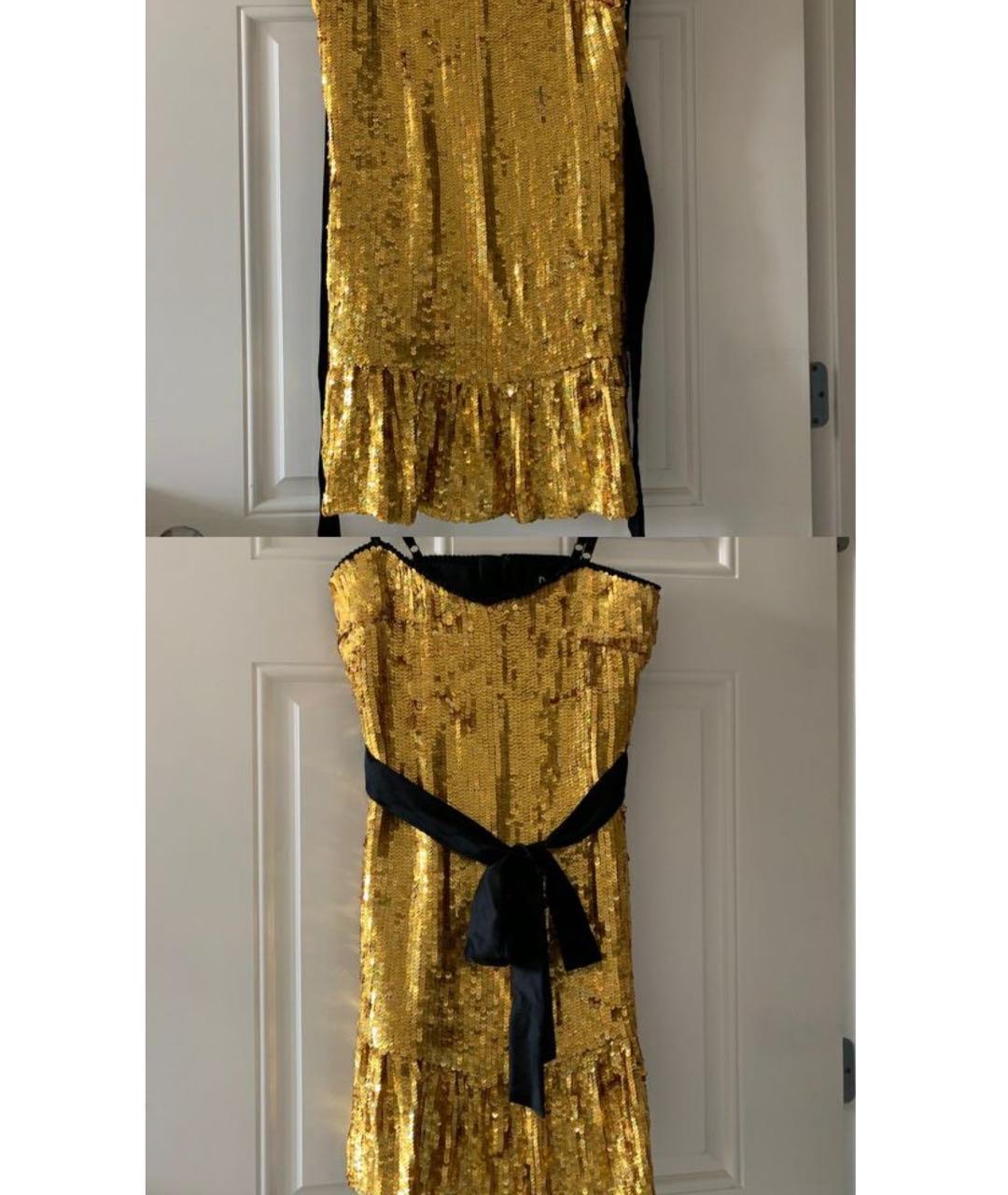 DOLCE&GABBANA Золотое сетчатое вечернее платье, фото 4