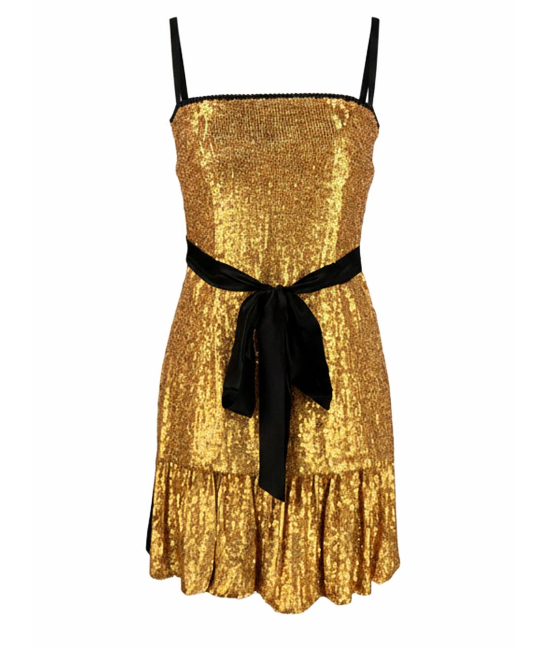 DOLCE&GABBANA Золотое сетчатое вечернее платье, фото 1