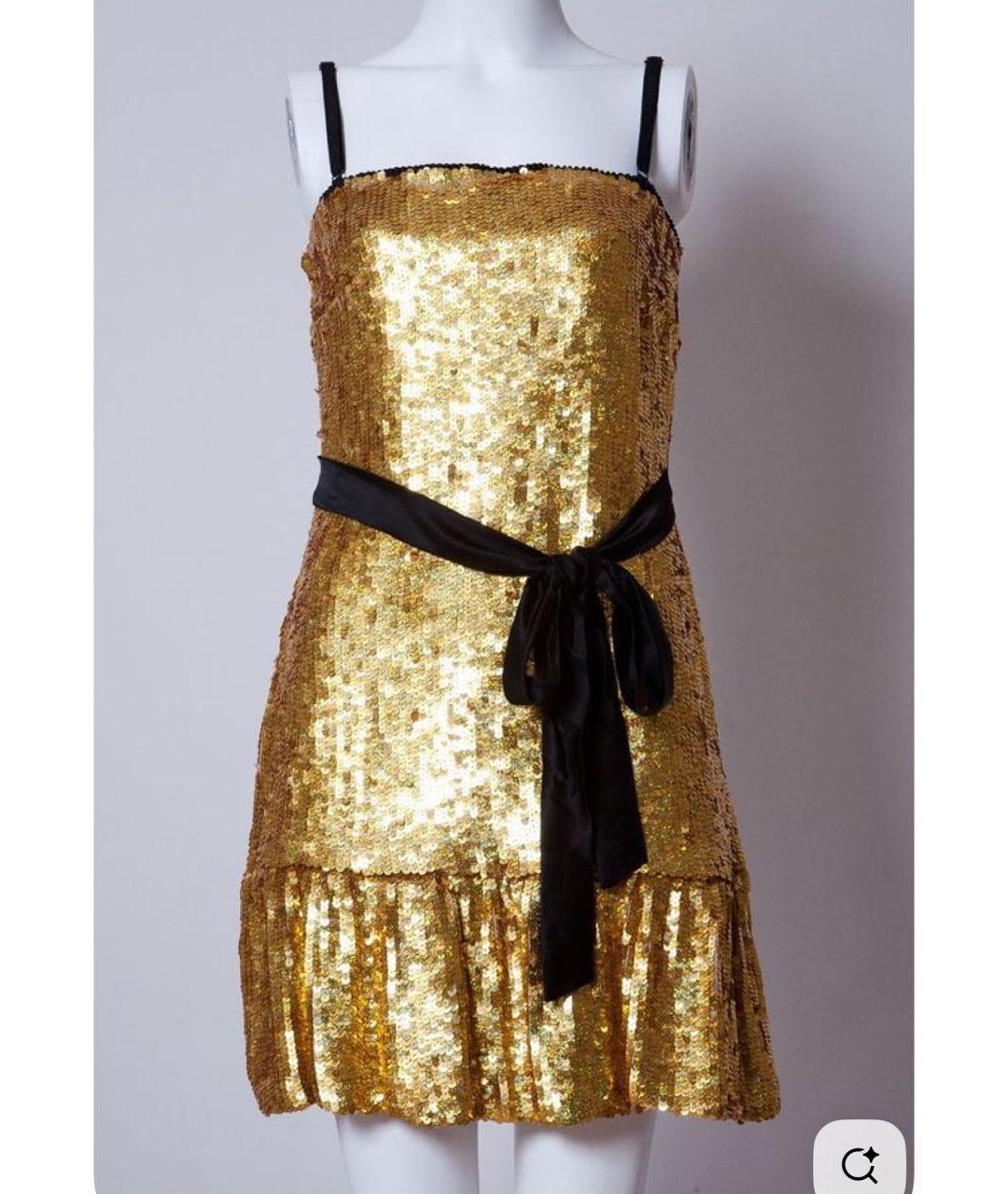 DOLCE&GABBANA Золотое сетчатое вечернее платье, фото 6