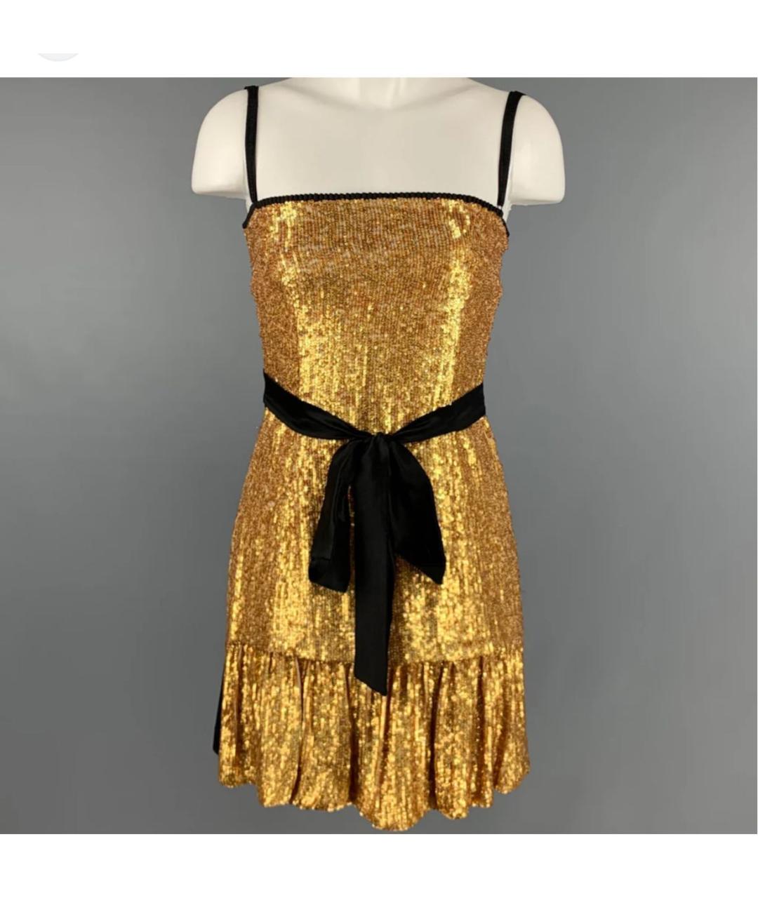 DOLCE&GABBANA Золотое сетчатое вечернее платье, фото 8