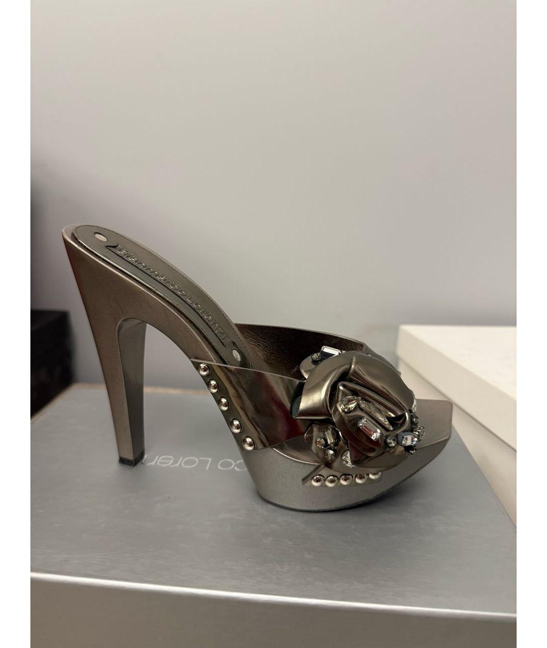 GIAN MARCO LORENZI Серебряные кожаные сабо, фото 6