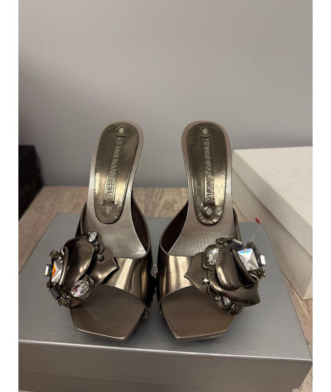 GIAN MARCO LORENZI Серебряные кожаные сабо, фото 2