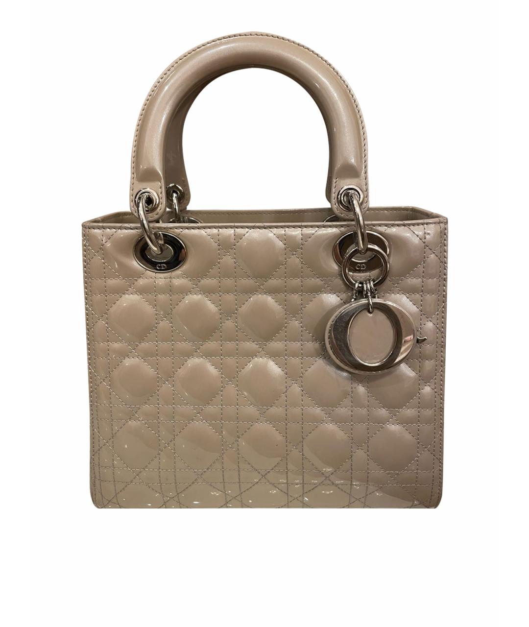 CHRISTIAN DIOR Серая сумка с короткими ручками из лакированной кожи, фото 1