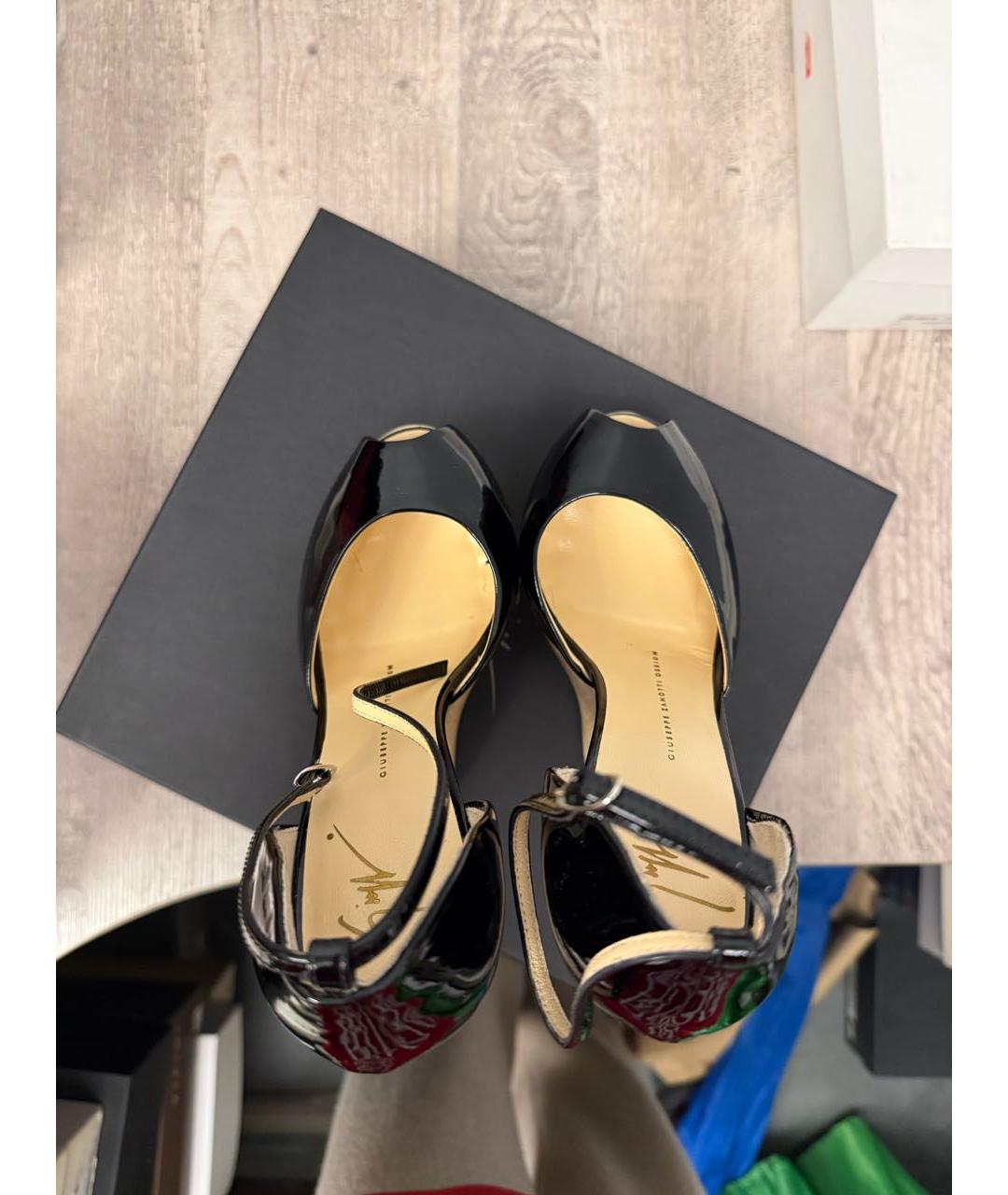 GIUSEPPE ZANOTTI DESIGN Черные босоножки из лакированной кожи, фото 3