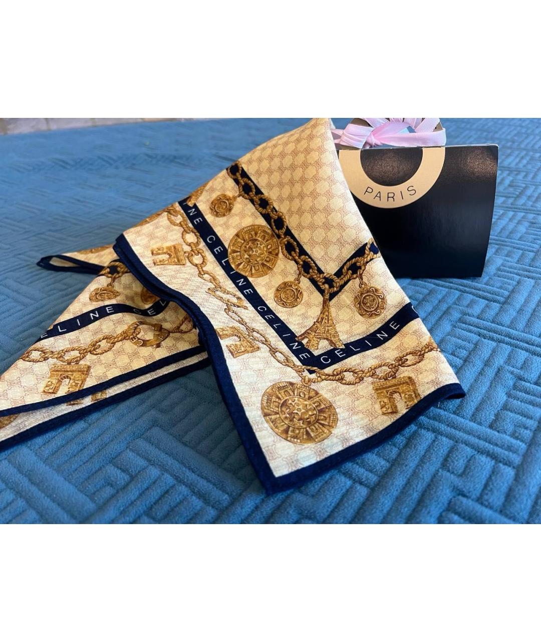 CELINE Белый хлопковый платок, фото 5