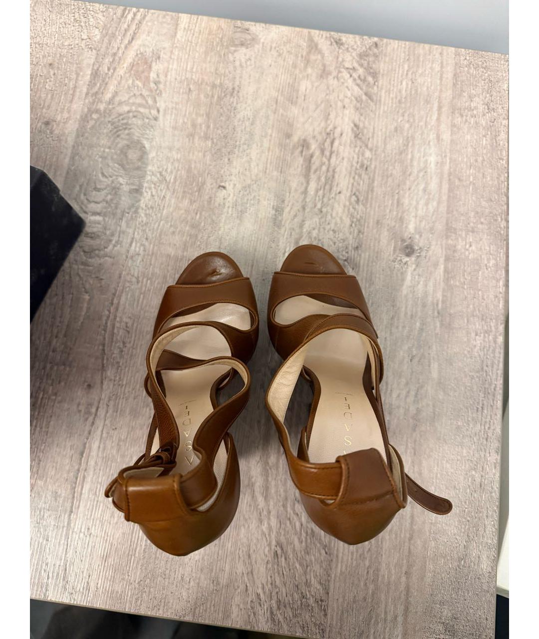 CASADEI Коричневые кожаные босоножки, фото 3