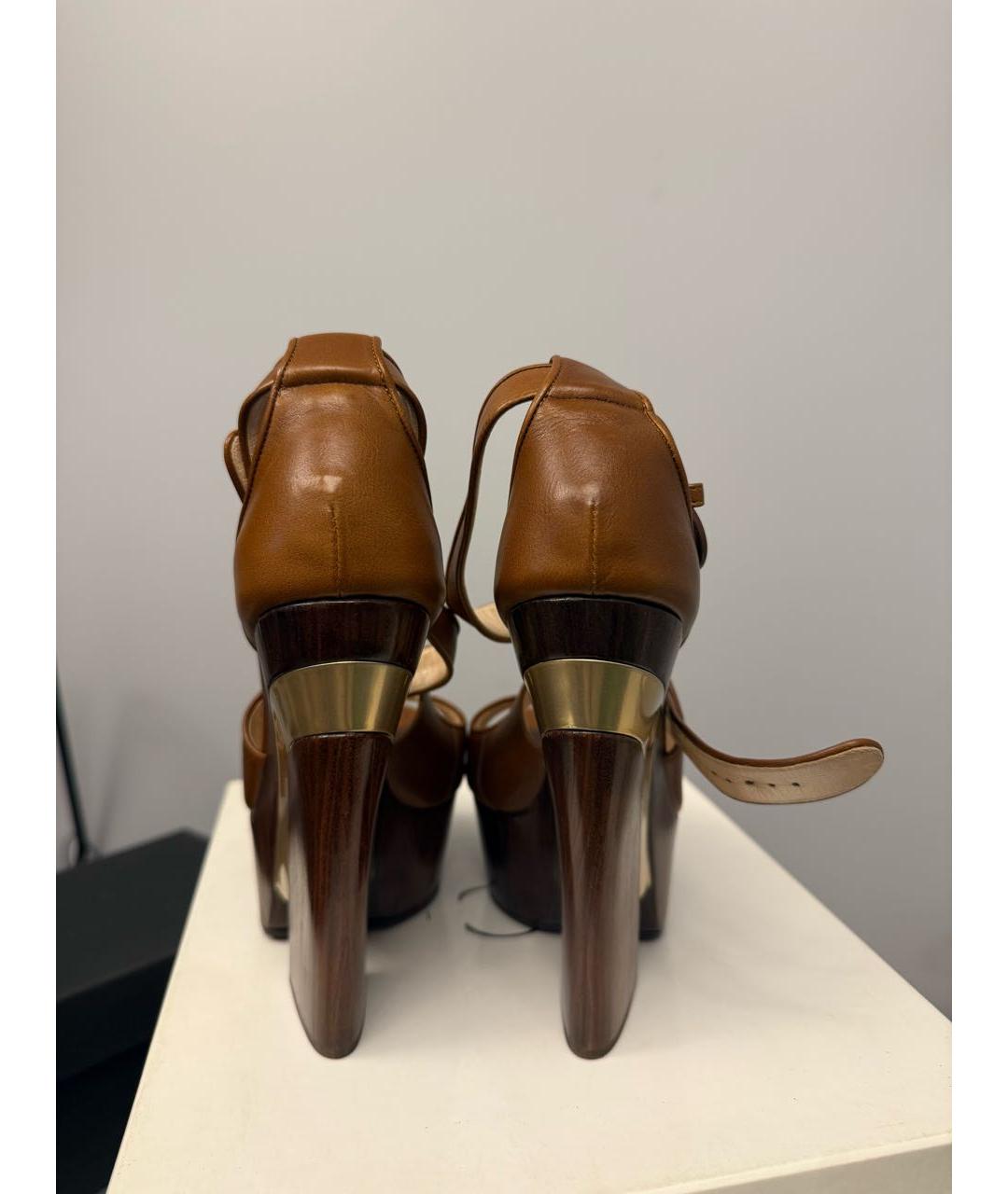 CASADEI Коричневые кожаные босоножки, фото 4