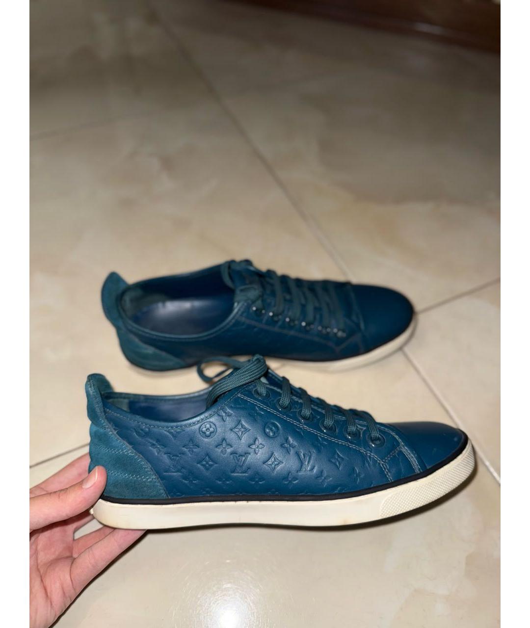 LOUIS VUITTON Синие кожаные кроссовки, фото 2