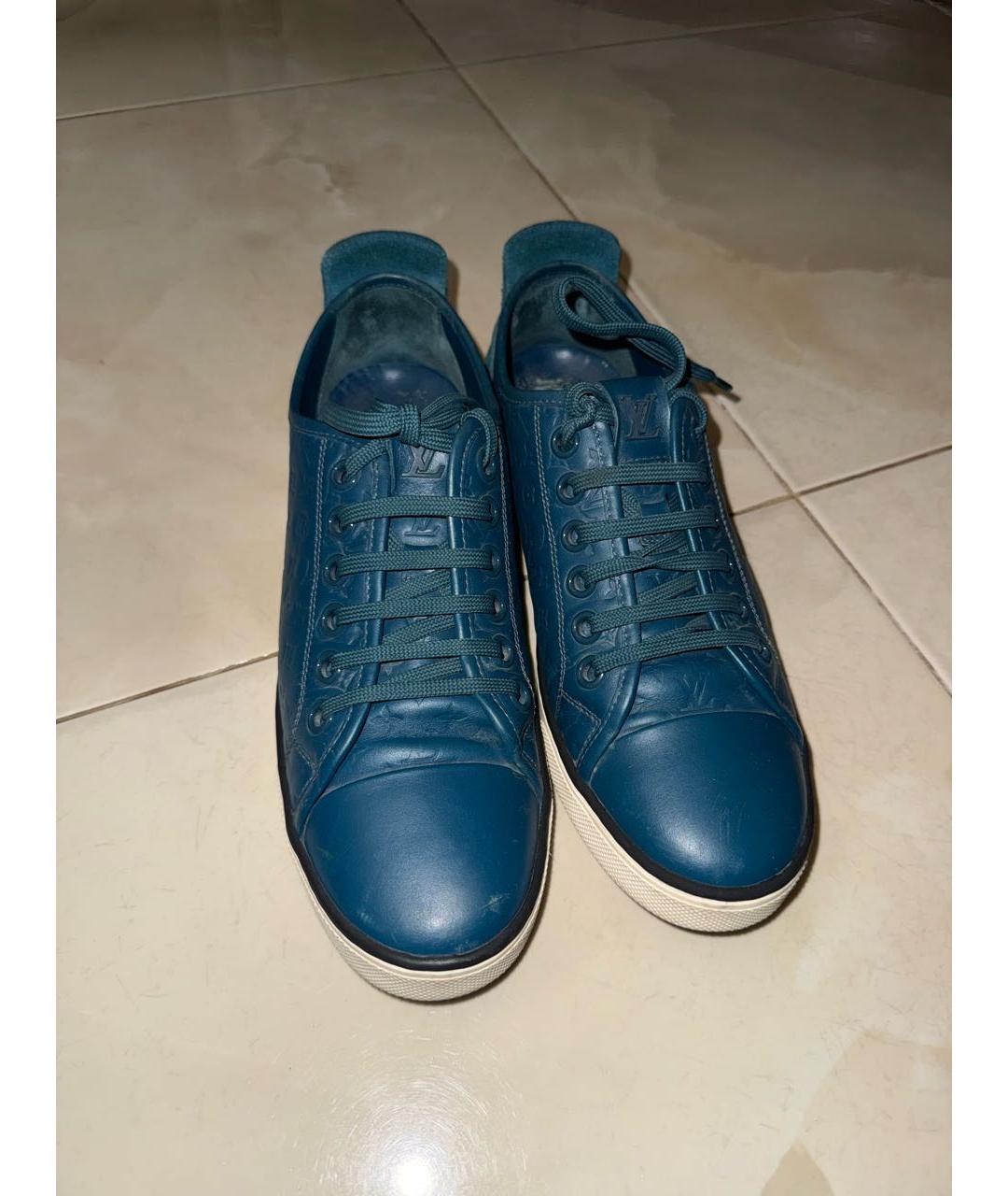 LOUIS VUITTON Синие кожаные кроссовки, фото 3