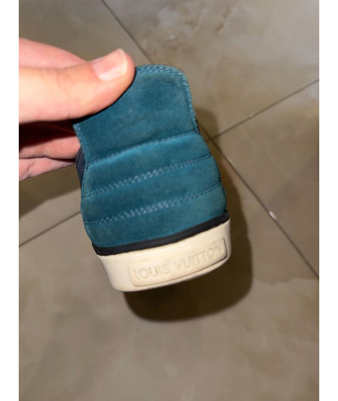 LOUIS VUITTON Синие кожаные кроссовки, фото 4