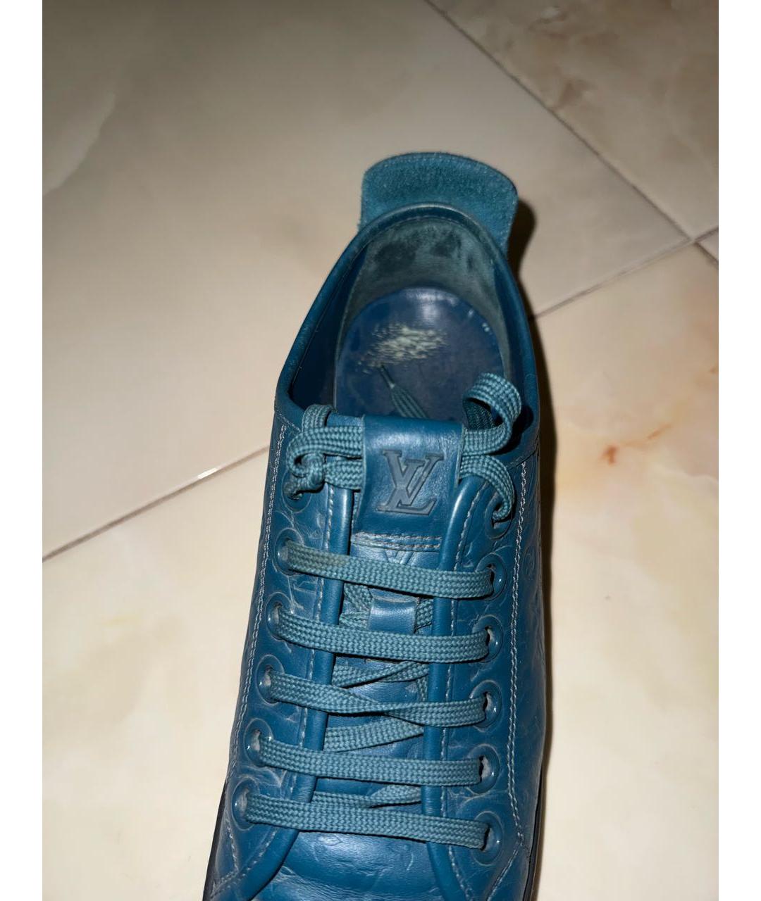 LOUIS VUITTON Синие кожаные кроссовки, фото 5