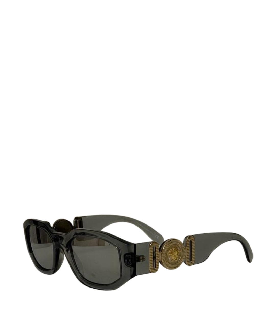 VERSACE Серебряные пластиковые солнцезащитные очки, фото 1