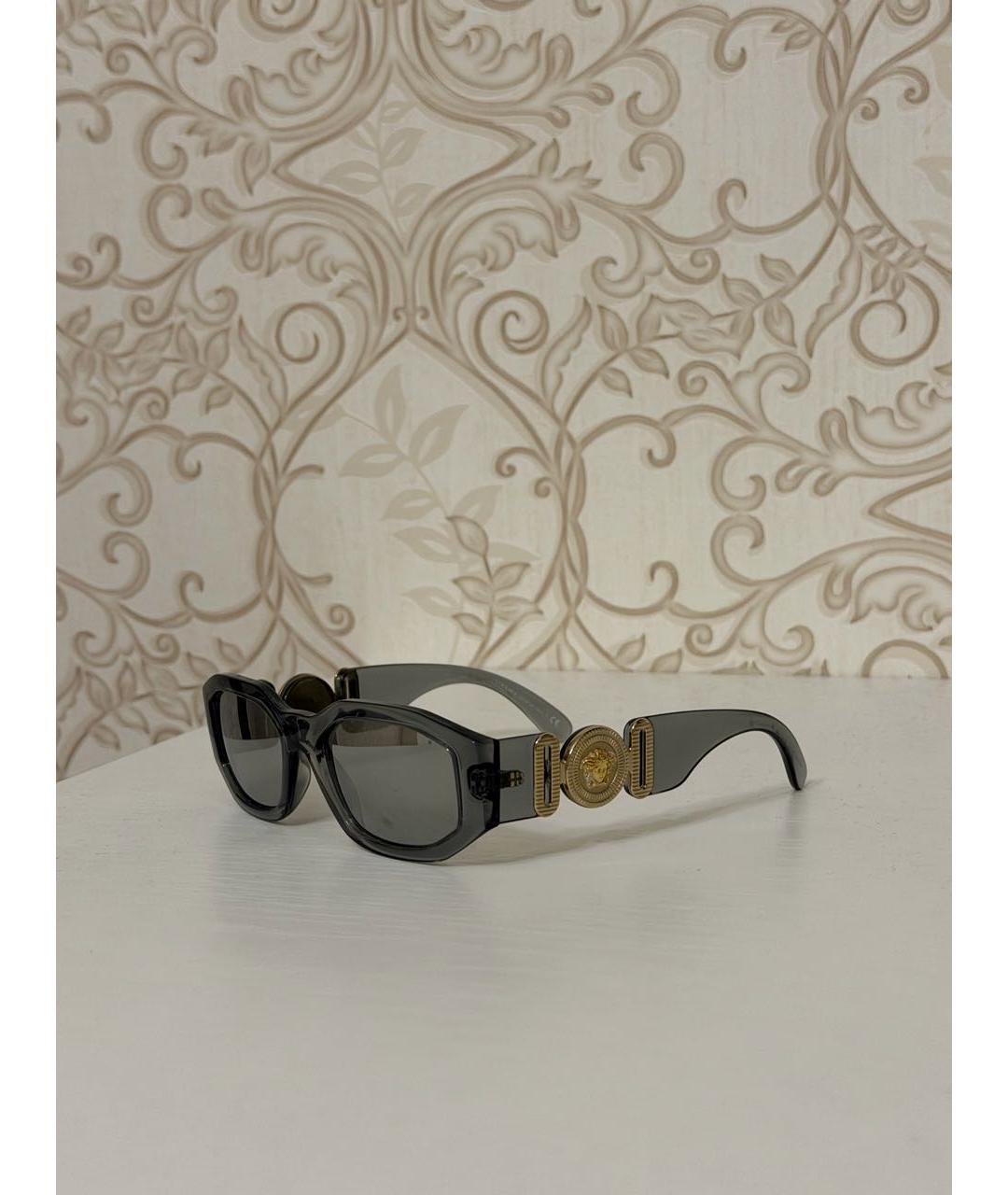 VERSACE Серебряные пластиковые солнцезащитные очки, фото 6