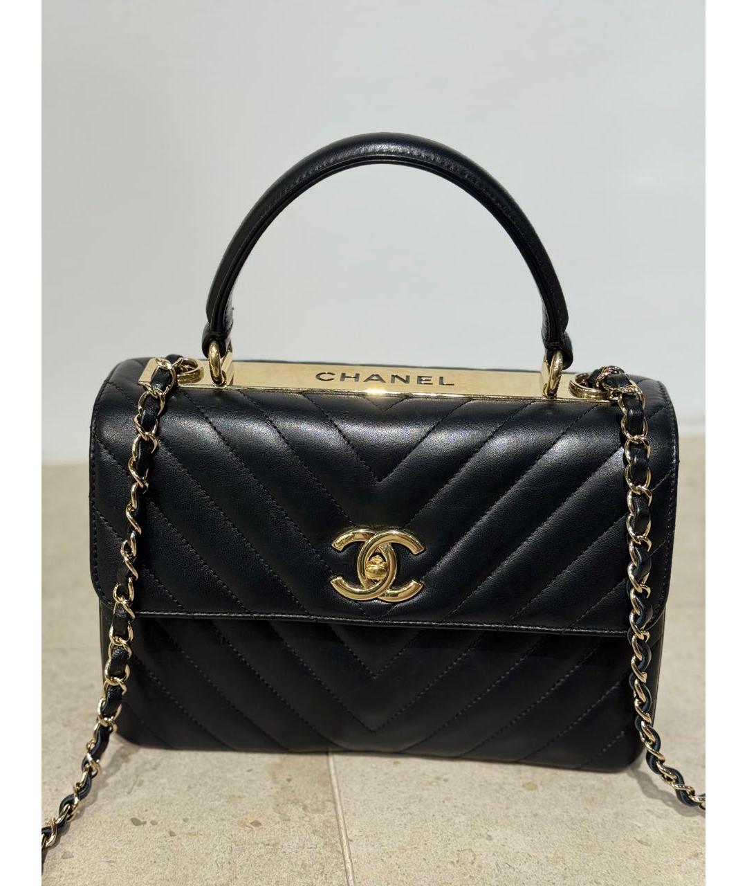 CHANEL Черная кожаная сумка через плечо, фото 6