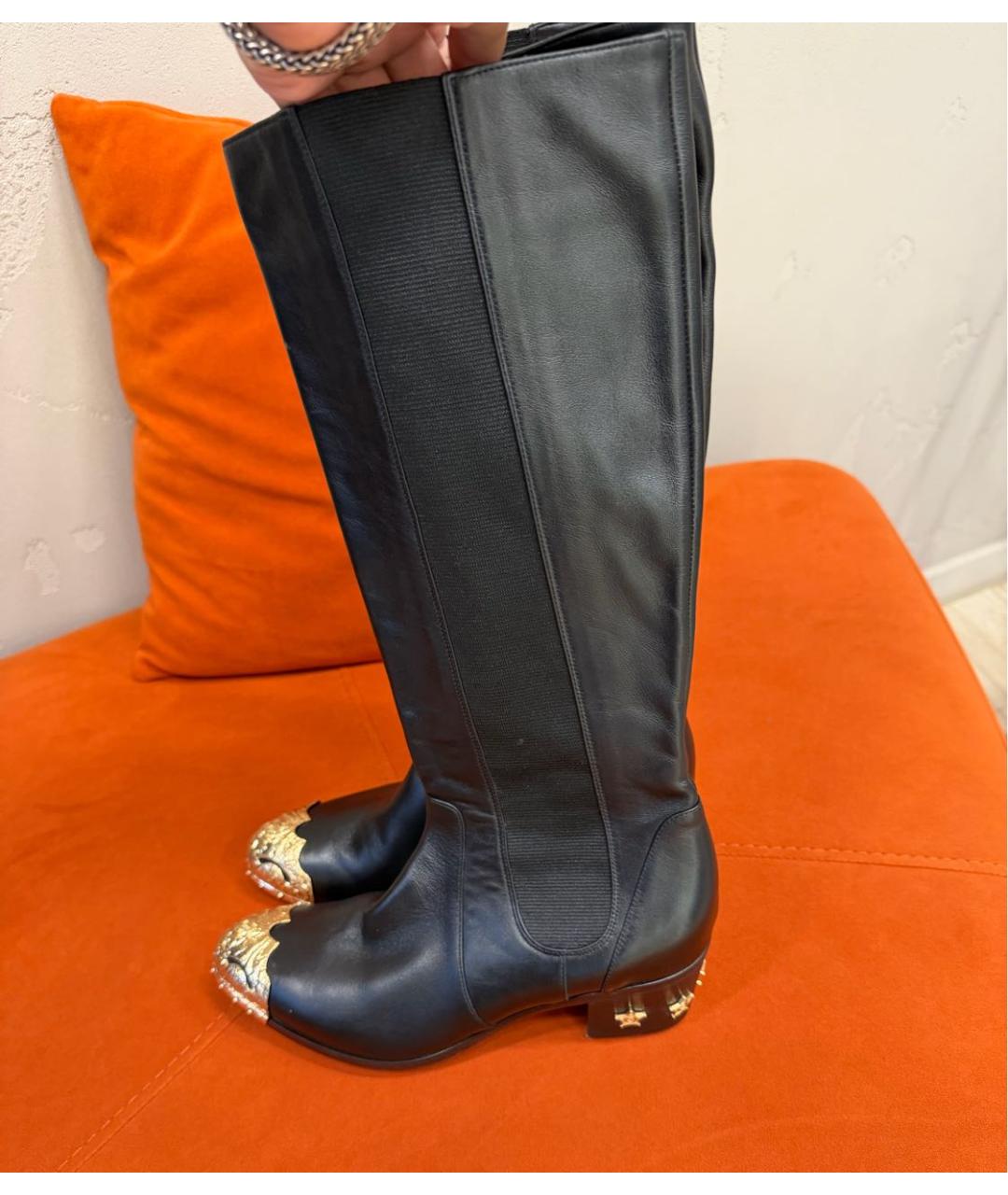 CHANEL Черные кожаные сапоги, фото 5