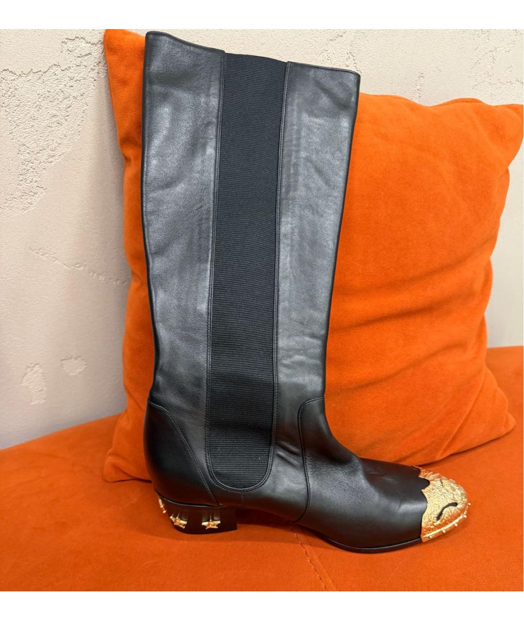 CHANEL Черные кожаные сапоги, фото 8