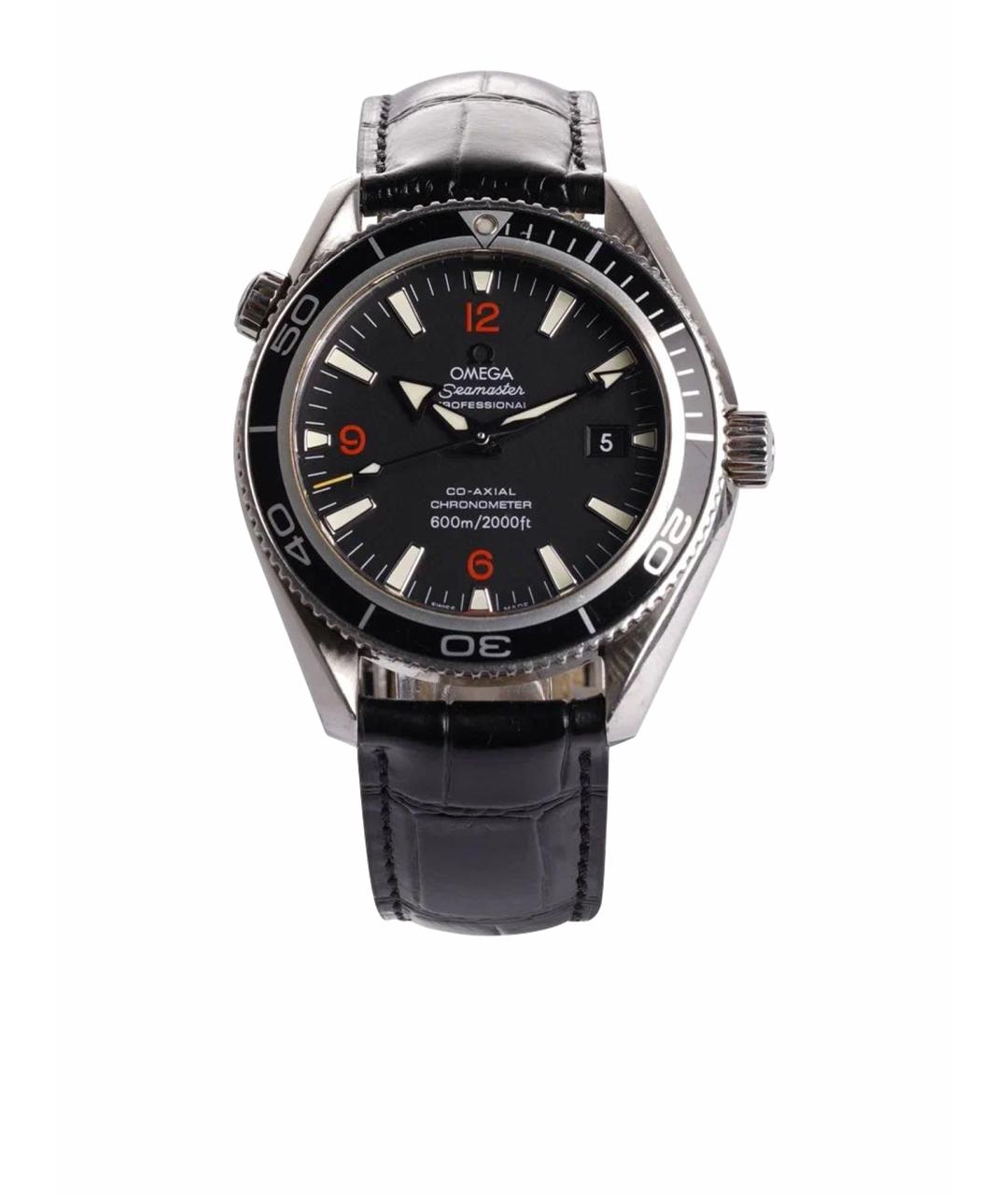 OMEGA Черные стальные часы, фото 1