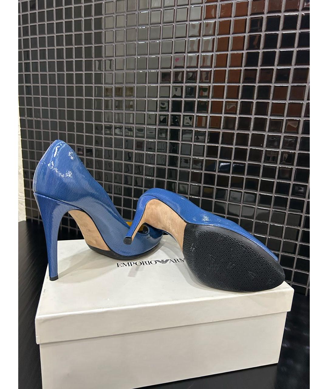 EMPORIO ARMANI Синие туфли из лакированной кожи, фото 4