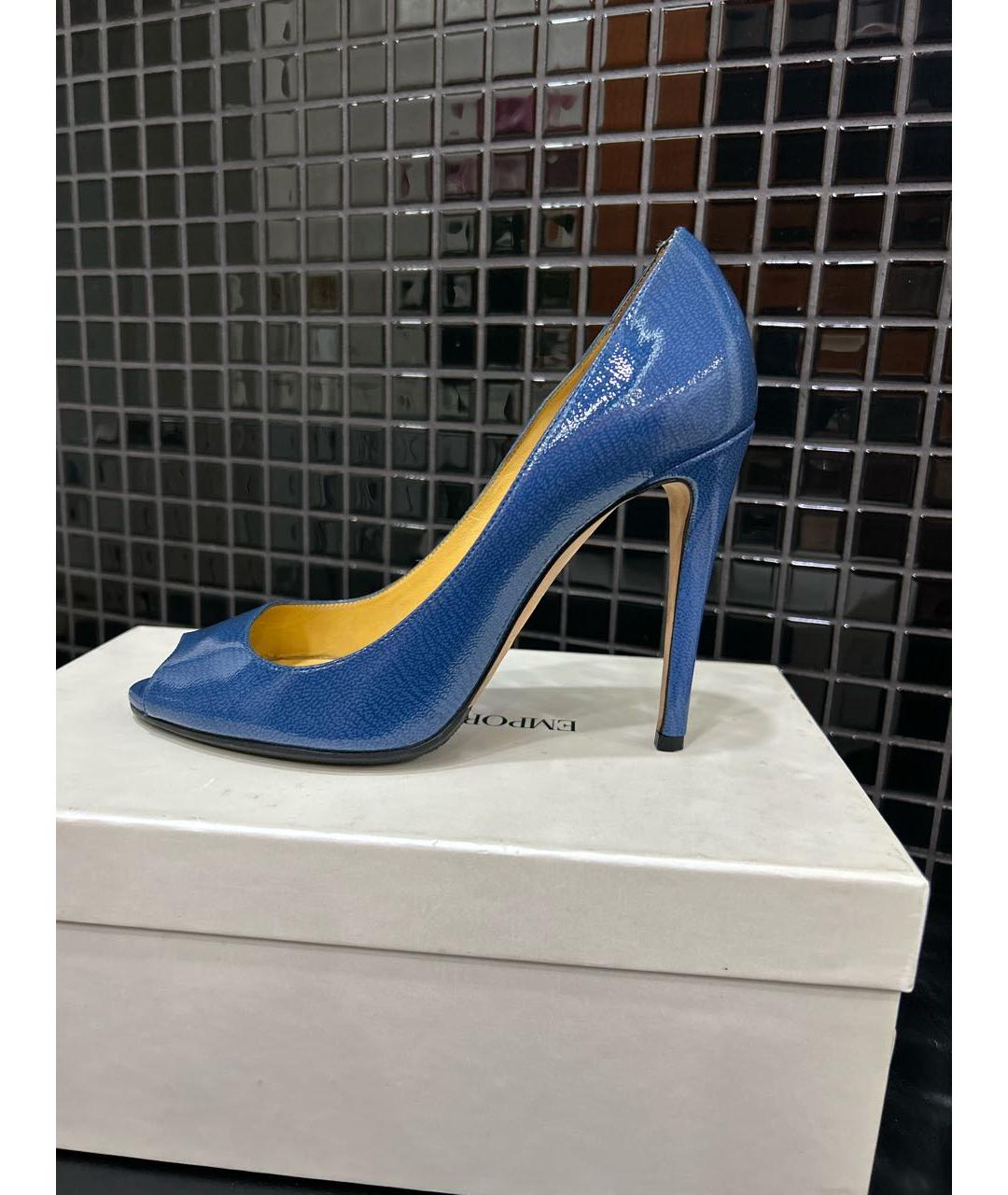 EMPORIO ARMANI Синие туфли из лакированной кожи, фото 8