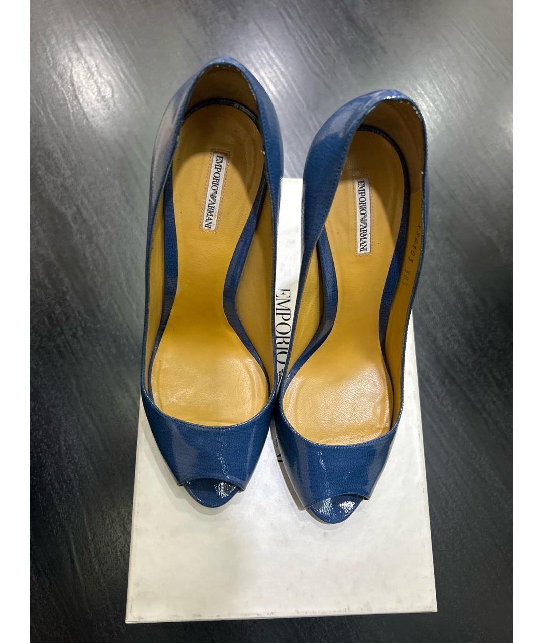 EMPORIO ARMANI Синие туфли из лакированной кожи, фото 3