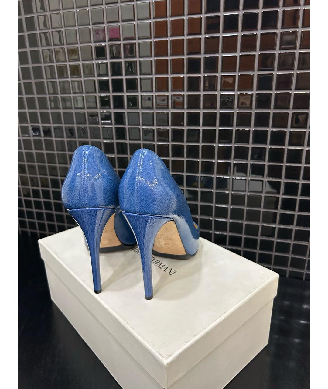 EMPORIO ARMANI Синие туфли из лакированной кожи, фото 5
