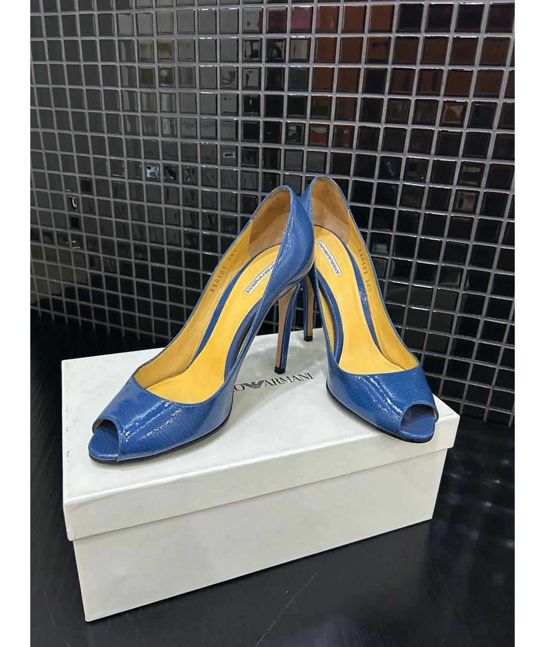 EMPORIO ARMANI Синие туфли из лакированной кожи, фото 6