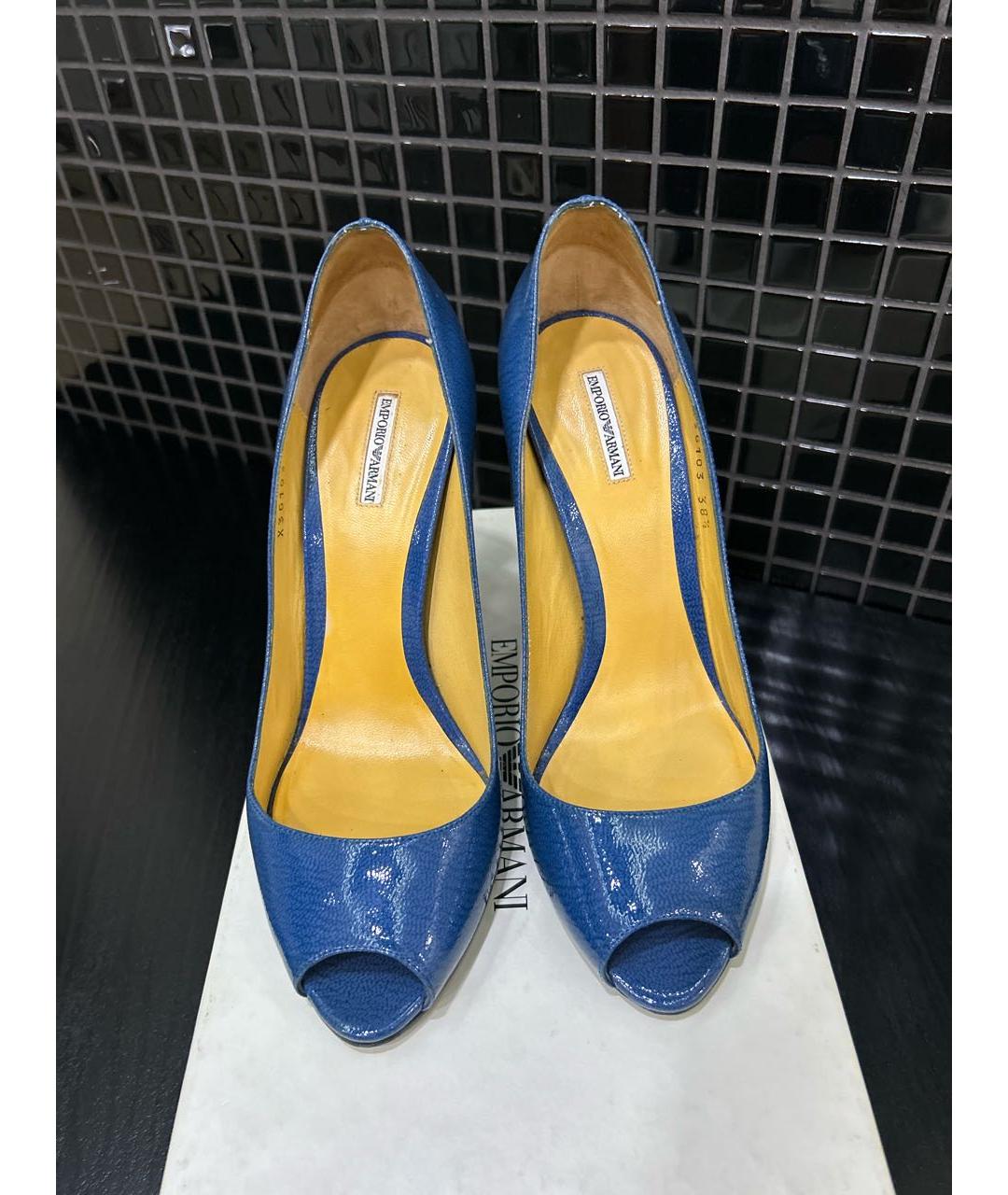 EMPORIO ARMANI Синие туфли из лакированной кожи, фото 2