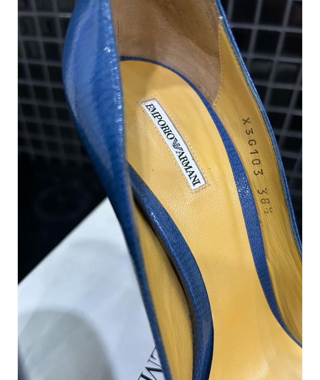 EMPORIO ARMANI Синие туфли из лакированной кожи, фото 7
