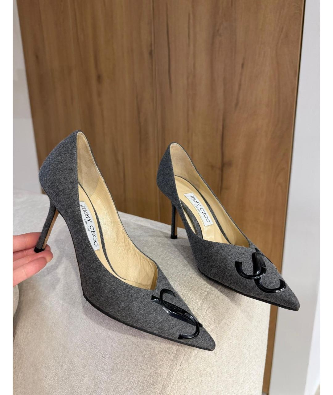 JIMMY CHOO Серые текстильные туфли, фото 3