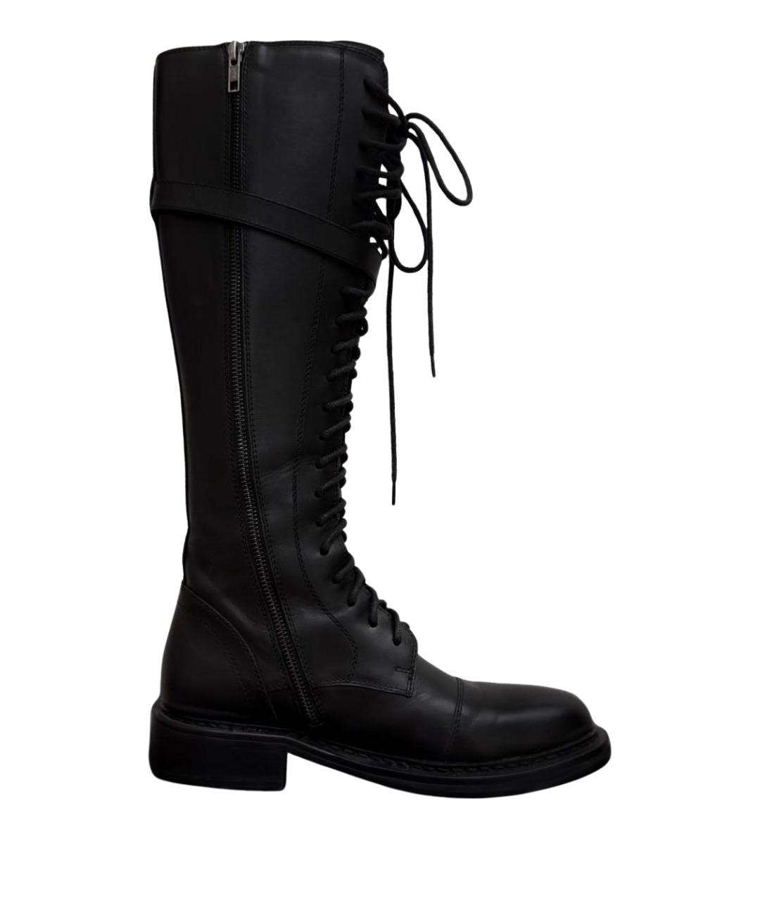 ANN DEMEULEMEESTER Черные кожаные сапоги, фото 1