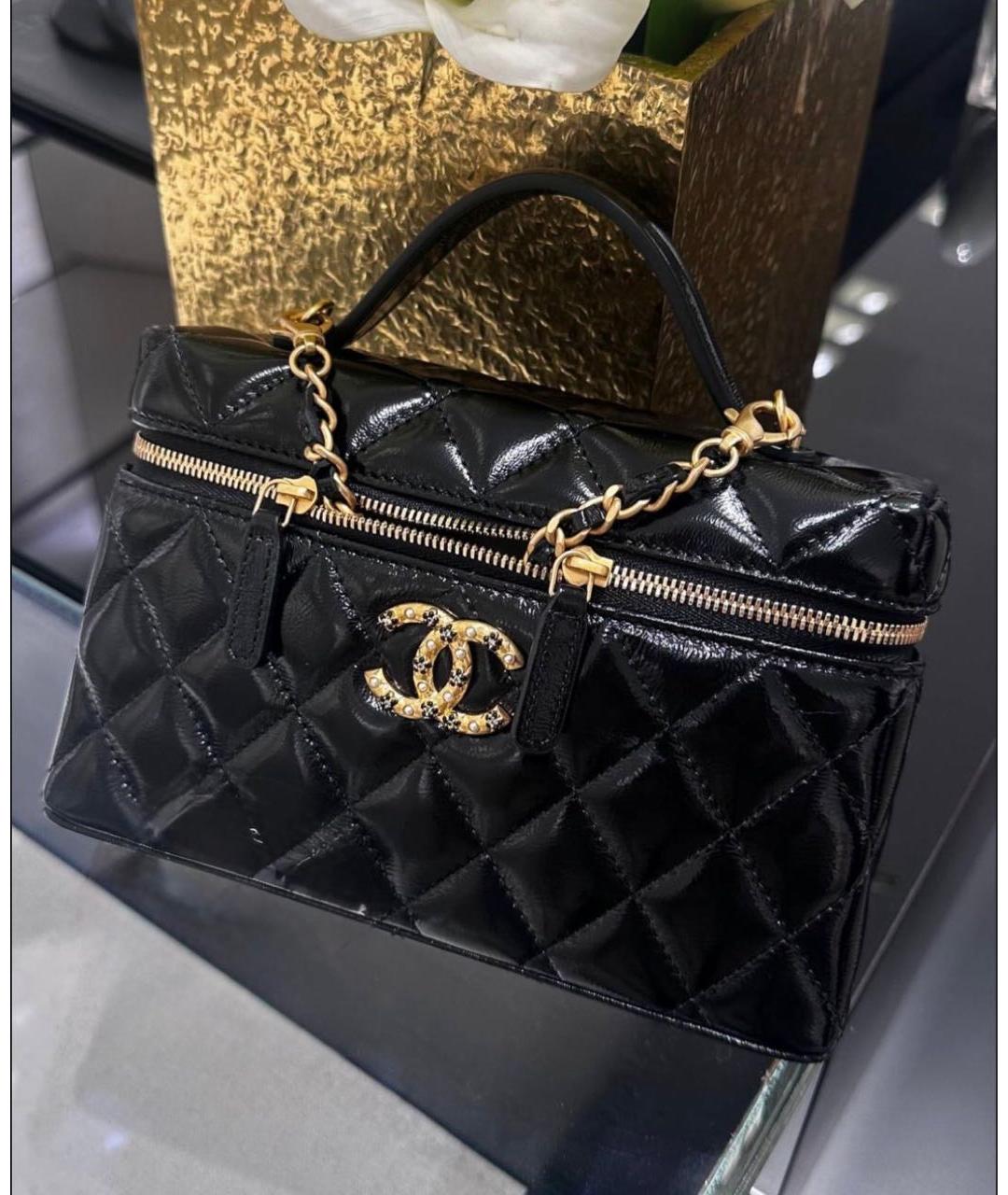 CHANEL Черная кожаная сумка с короткими ручками, фото 2