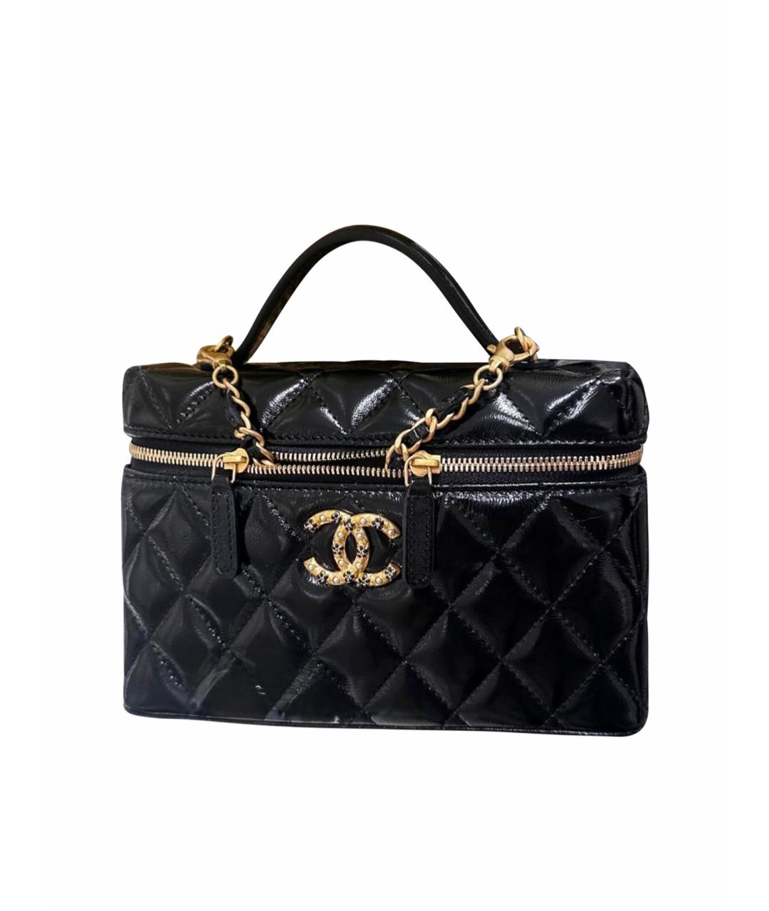 CHANEL Черная кожаная сумка с короткими ручками, фото 1