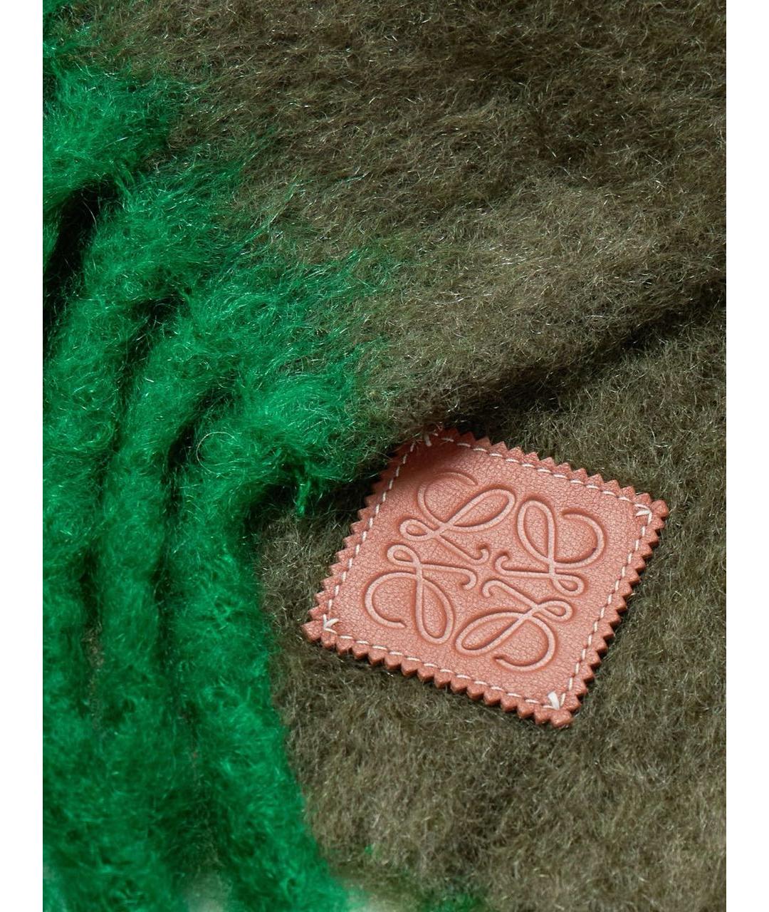 LOEWE Зеленый шерстяной шарф, фото 3