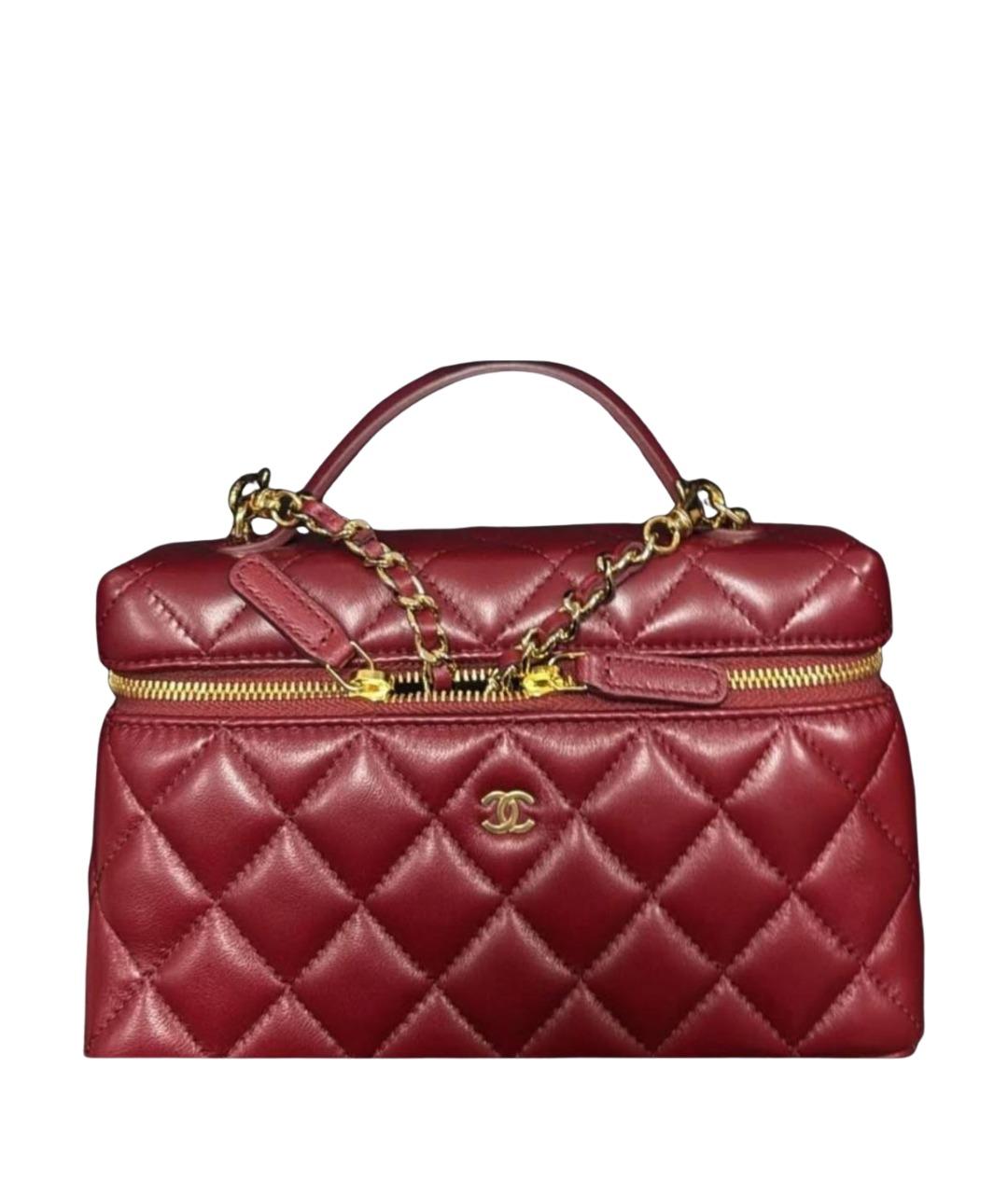 CHANEL Бордовая сумка с короткими ручками из лакированной кожи, фото 1