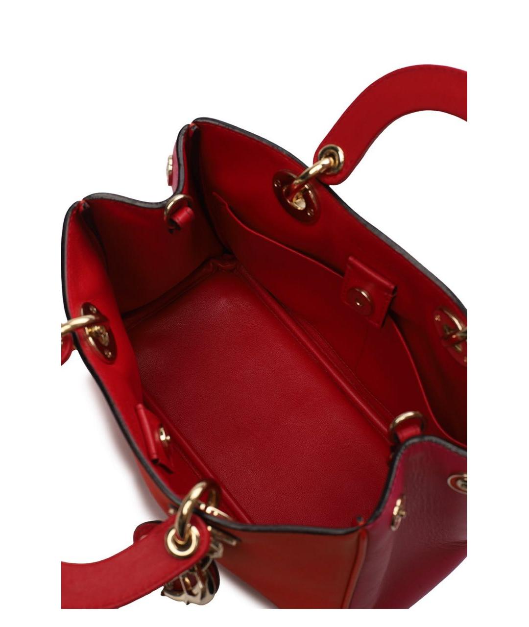 CHRISTIAN DIOR Оранжевая кожаная сумка с короткими ручками, фото 4