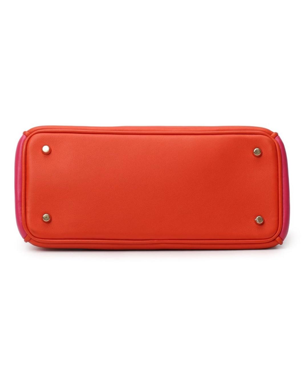 CHRISTIAN DIOR Оранжевая кожаная сумка с короткими ручками, фото 8