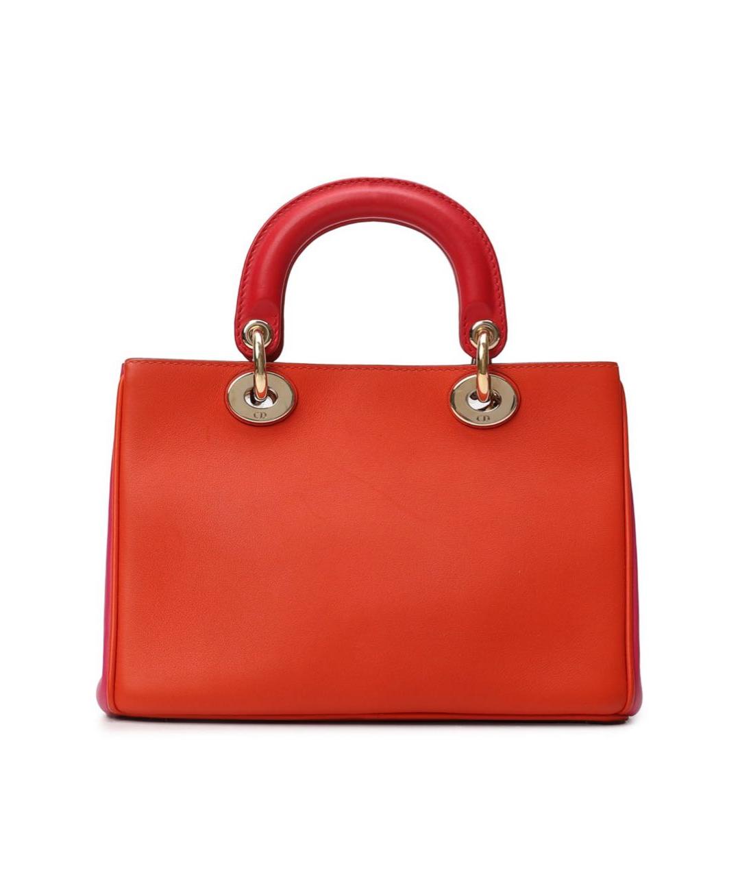 CHRISTIAN DIOR Оранжевая кожаная сумка с короткими ручками, фото 3