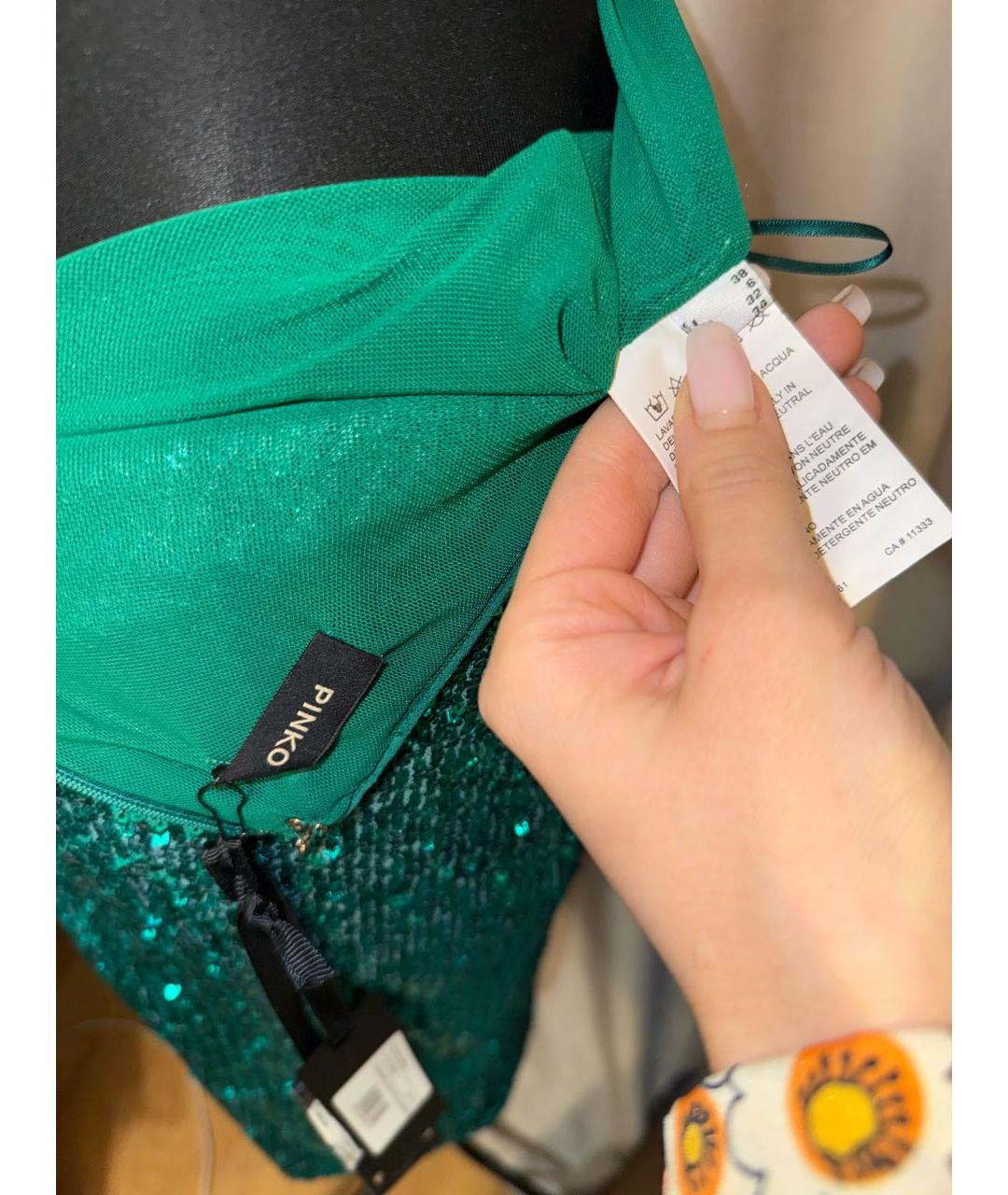 PINKO Зеленая полиэстеровая юбка миди, фото 3