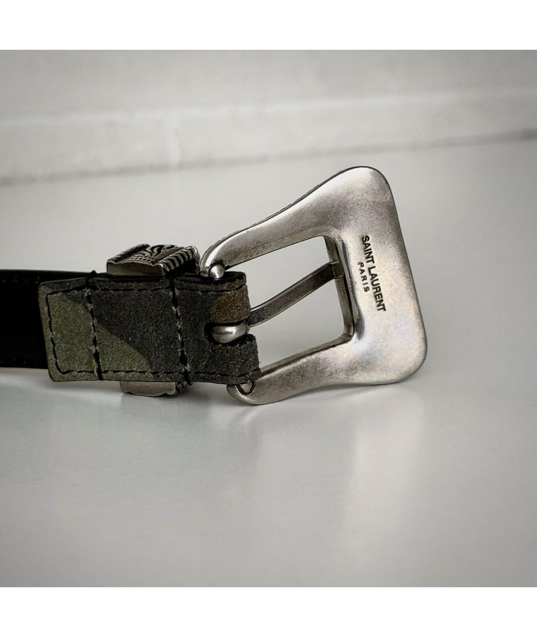 SAINT LAURENT Хаки замшевый ремень, фото 5