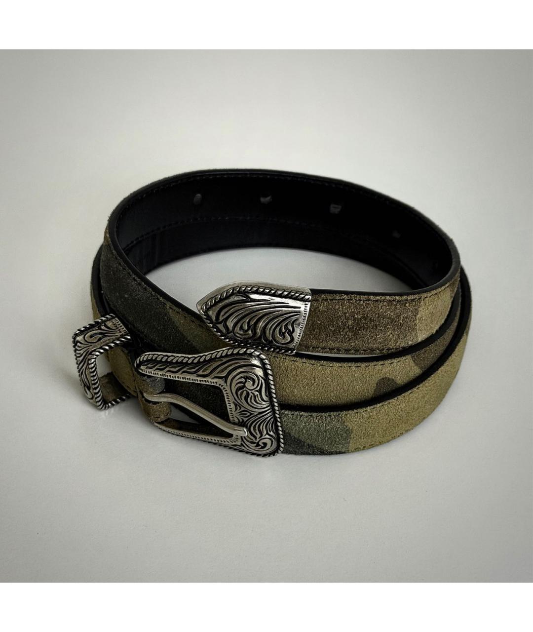 SAINT LAURENT Хаки замшевый ремень, фото 3