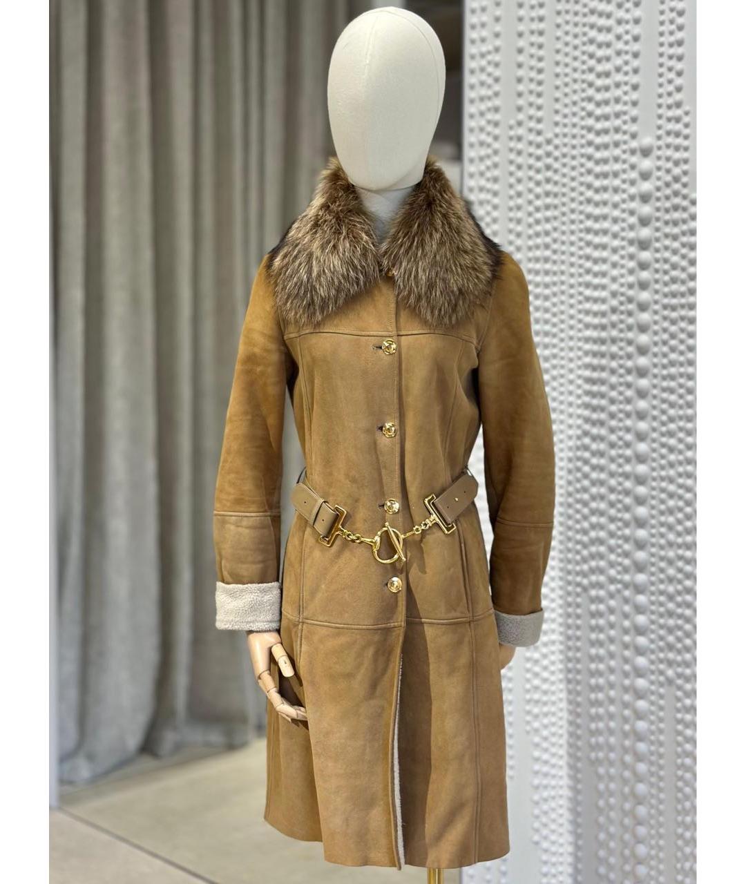 GUCCI Бежевая замшевая дубленка, фото 2