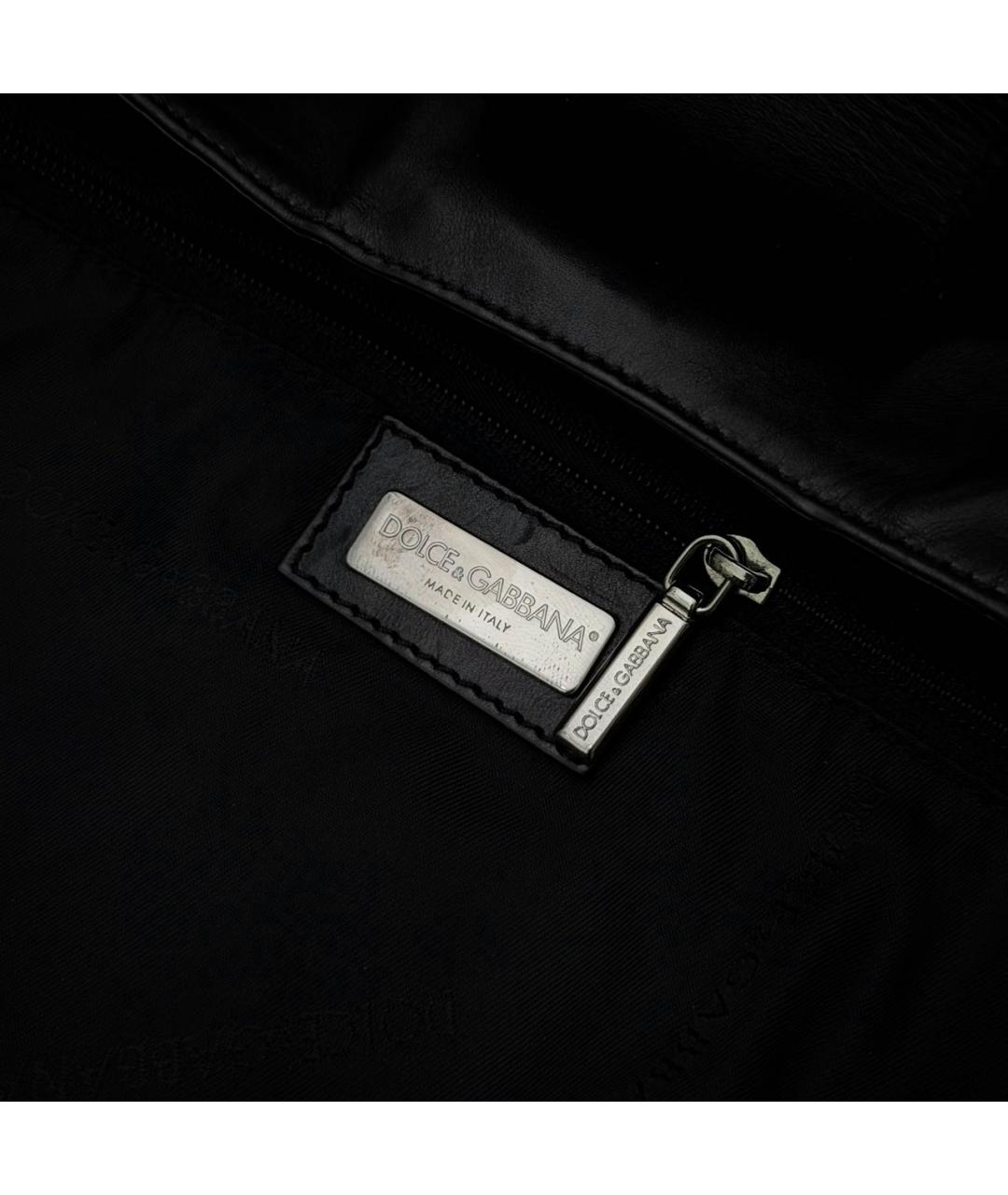 DOLCE&GABBANA Черная кожаная сумка с короткими ручками, фото 7
