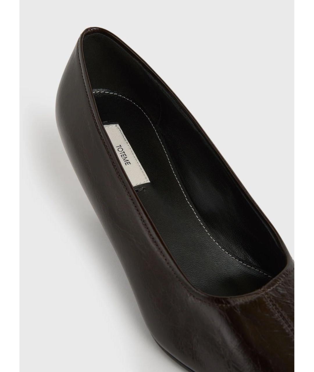 TOTEME Коричневые кожаные лодочки на низком каблуке, фото 3
