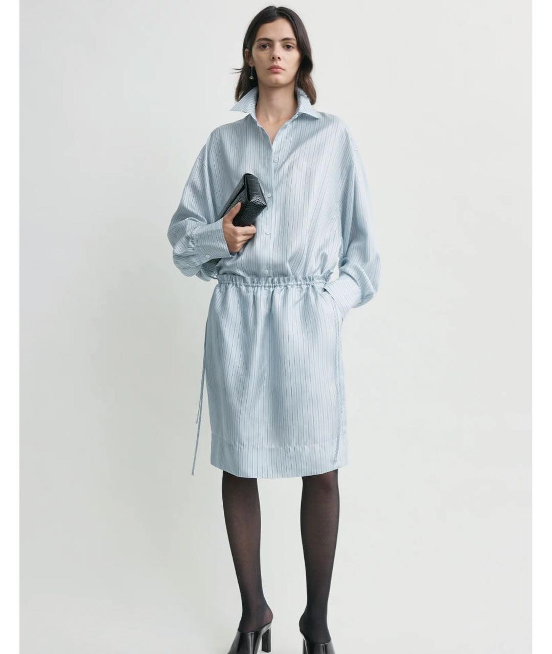 TOTEME Голубая шелковая юбка мини, фото 3