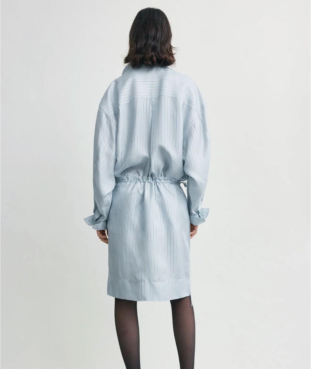 TOTEME Голубая шелковая юбка мини, фото 2