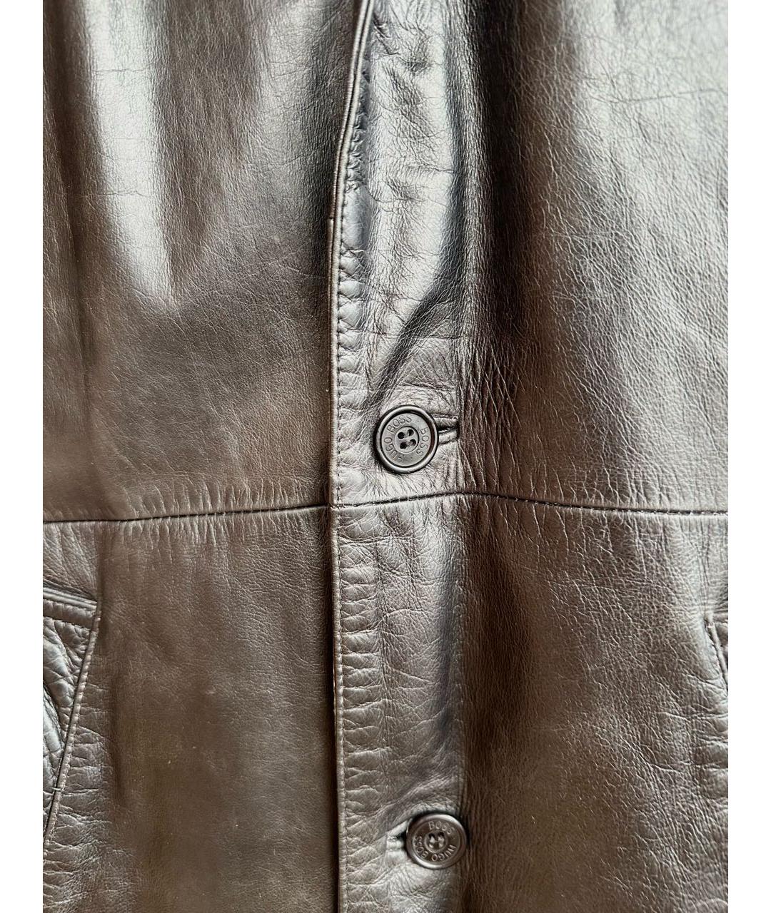 HUGO BOSS Черный кожаный тренч / плащ, фото 4