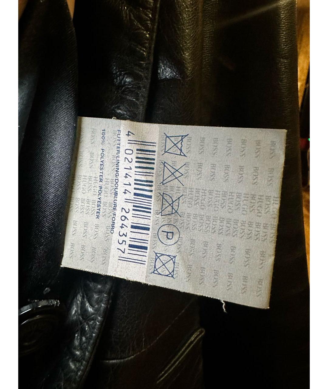 HUGO BOSS Черный кожаный тренч / плащ, фото 8