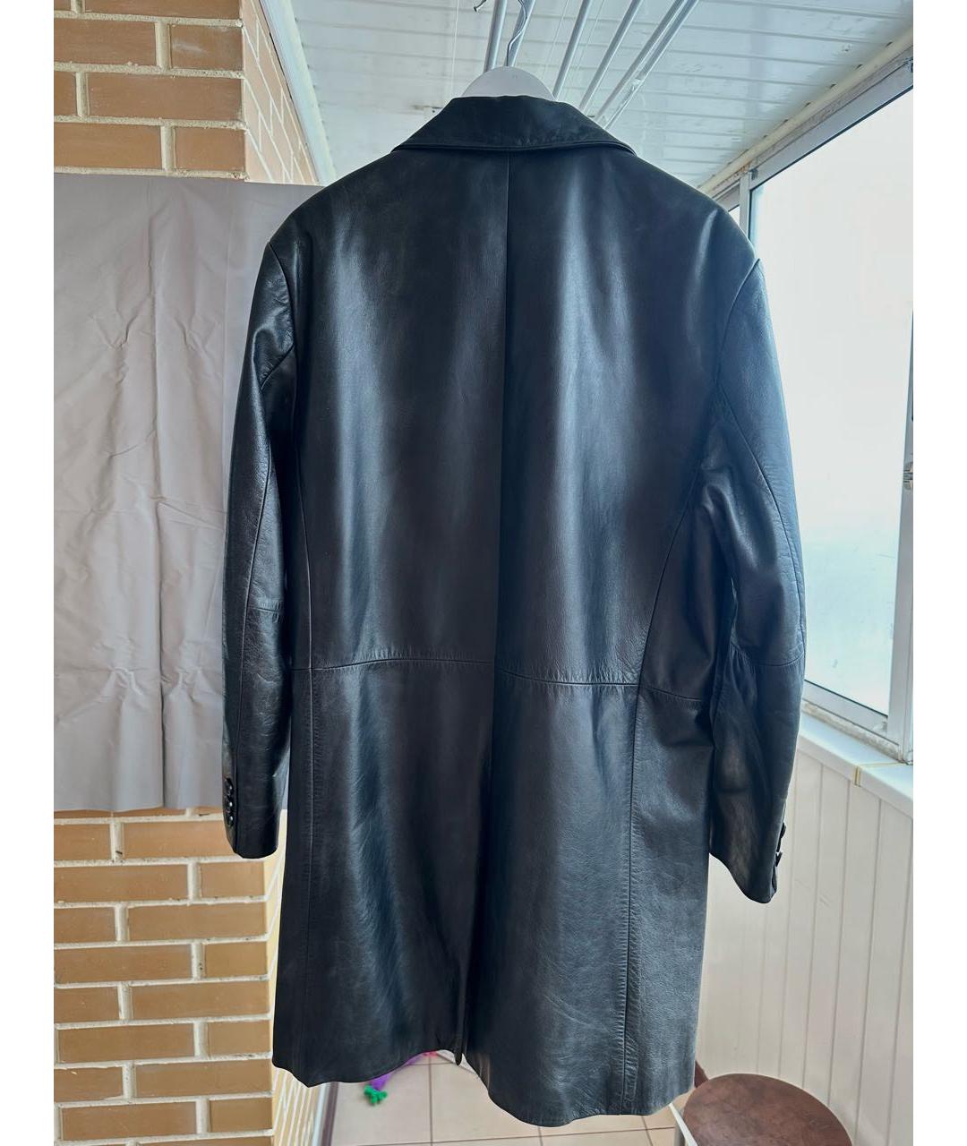 HUGO BOSS Черный кожаный тренч / плащ, фото 2