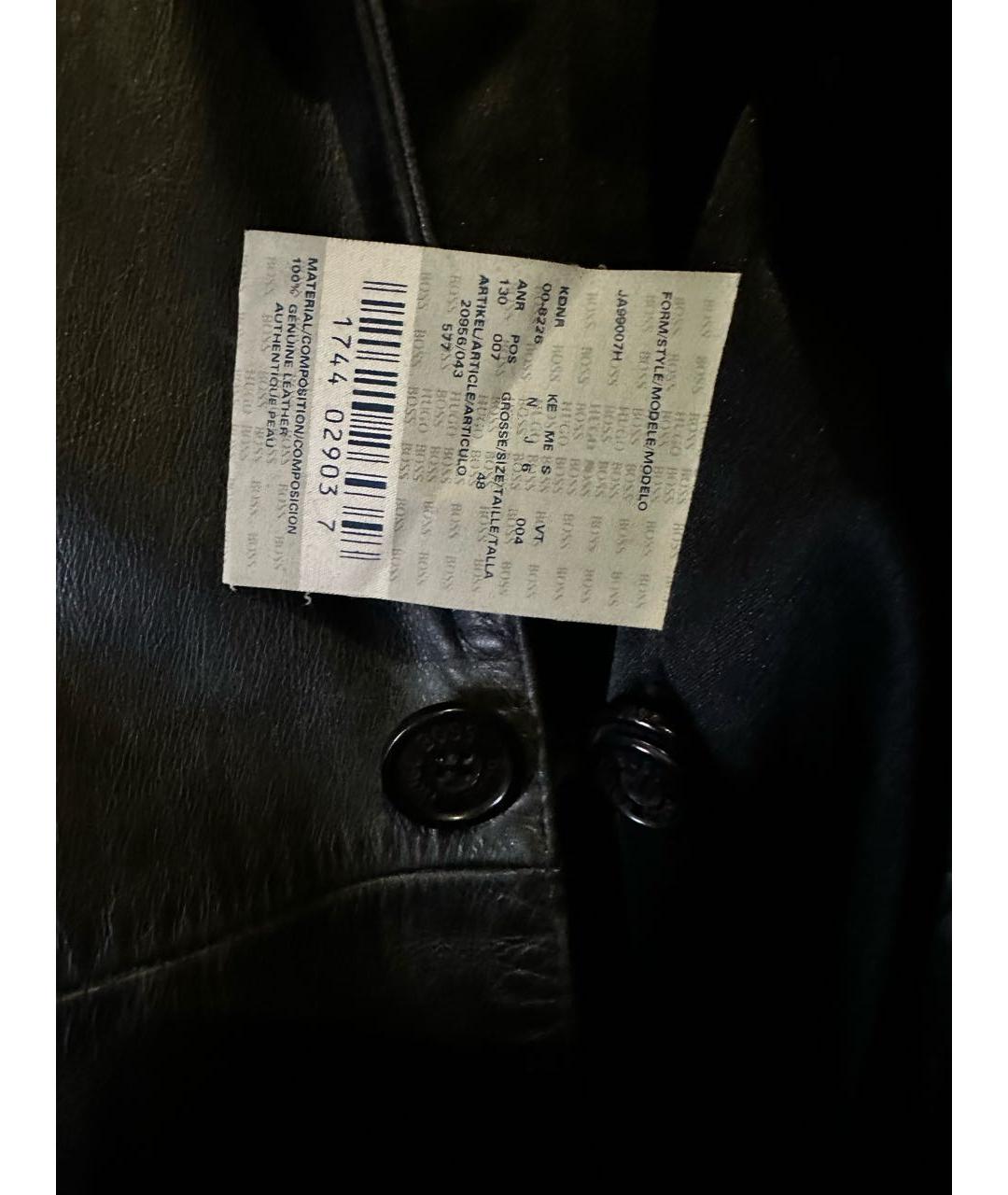 HUGO BOSS Черный кожаный тренч / плащ, фото 7