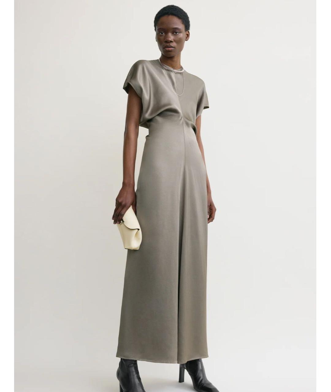 TOTEME Бежевое вискозное коктейльное платье, фото 3